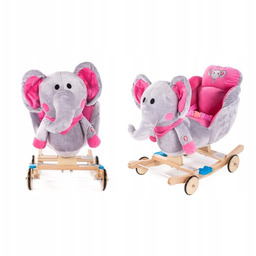 Bujak Jeździk kołyska na biegunach 2w1 Słonik Różowy
