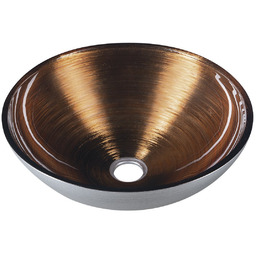 MURANO WENGE umywalka szklana nablatowa, średnica 40cm, miedź/srebrny