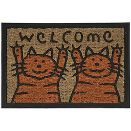 Relaxdays Wycieraczka kokosowa, z kotami i napisem Welcome