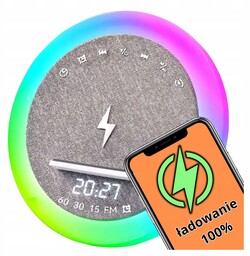 Głośnik Bluetooth Bezprzewodowy Lampka Rgb Ładowarka Indukcyjna Qi