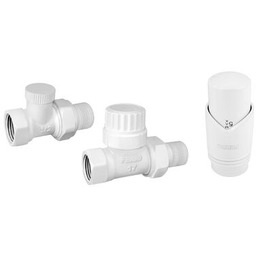 Zestaw termostatyczny prosty z głowicą biały