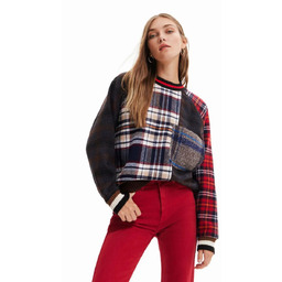 Sweter damski Desigual Bourboung wełniany w kratkę-XS