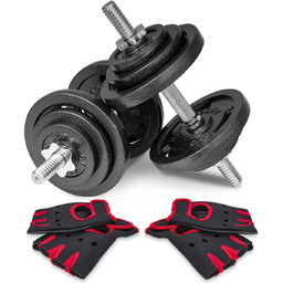 Hantle żeliwne 2x20kg z rękawiczkami