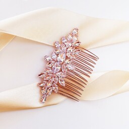 Kokonet, Grzebyk ozdobny ślubny różowe złoto z kryształkami