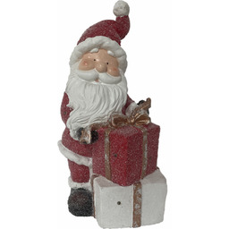 Ceramiczny Mikołaj z prezentami LED 44 cm