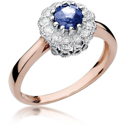 Złoty pierścionek Tanzanit 0,50ct różowe złoto pr. 585