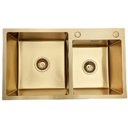 Zlewozmywak stalowy dwu komorowy STEEL 7845 ZŁOTY