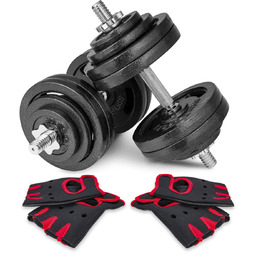 Hantle żeliwne 2x30kg z rękawiczkami