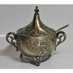 Cukiernica z łyżeczką złota stare złoto mosiądz metal