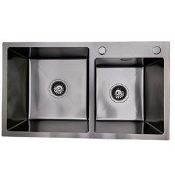 Zlewozmywak stalowy dwukomorowy STEEL 7845 CZARNY