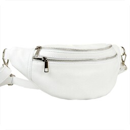 Duża nerka skóra naturalna włoska biała Borse in