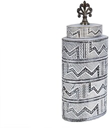 Romimex Puszka biała złota metalowa ceramiczna 16 x