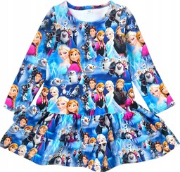 Sukienka 104 Niebieska Z Falbankami Elsa I Anna