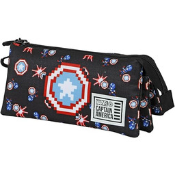 Kapitan Ameryka Captain Pixel -Piórnik Potrójny ECO, Czarny,