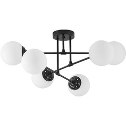 LAMPA WISZĄCA SUFITOWA ŻYRANDOL NOWOCZESNA CZARNA BIAŁE KULE