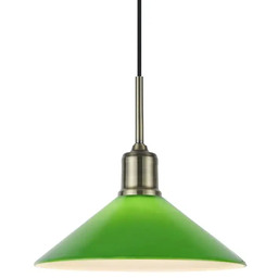 Markslojd Wisząca lampa stożek VELA zielona mosiądz 108868