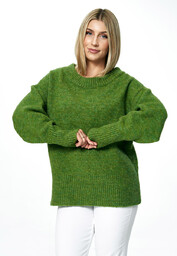 Sweter damski z dekoltem w łódkę zielony M882
