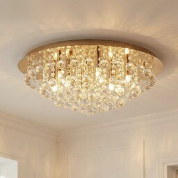 Lampy sufitowe Lindby, Gillion, ściemnialny, złoty mosiężny, salon,