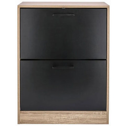 Elior Dwukomorowa nowoczesna szafka na buty czarny naturalny