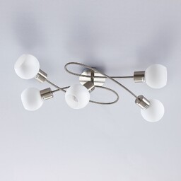 Lampy sufitowe Lindby, Elaina, ściemnialny, metaliczny, salon, metal,