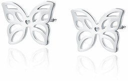 Delikatne rodowane srebrne kolczyki celebrytki ażurowe motylki motyle