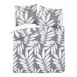 Detexpol Pościel bawełniana 220x200 szara liście 4964B Bawełna