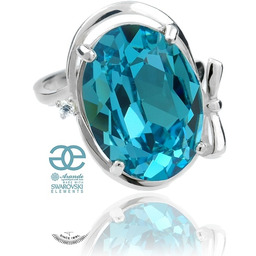 Kryształy Przepiękny Pierścionek Turkusowy Srebro