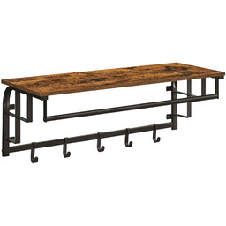 Elior Industrialny Wieszak Drewniany Na Ubrania Z Półką