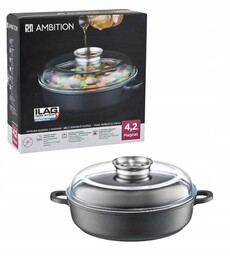 Patelnia głęboka z pokrywą Ambition Magnat 28cm Aroma