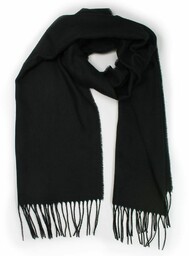 Szalik Czarny z Frędzlami, Jednokolorowy -V.FRAAS- Ciepły, Jesienno-Zimowy,