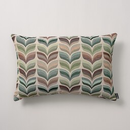 Poszewka Kinga na poduszkę prostokątną, zielono-beżowy motyw roślinny,