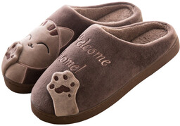 Kapcie Damskie Welcome Home z kotem Brązowe 40/41