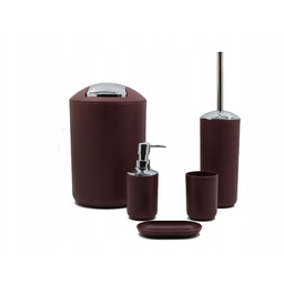 Zestaw komplet łazienkowy 5 elementów kasztanowy kosz szczotka