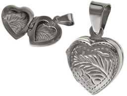 Elegancki srebrny otwierany wisiorek puzderko serce serduszko gałązki