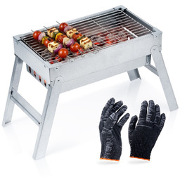 Grill węglowy stalowy składany przenośny 46x21x27 cm