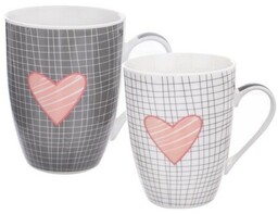 Orion 2-częściowy komplet kubków porcelanowych PINK HEART, 350