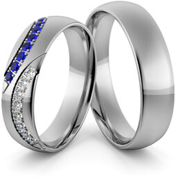 Obrączki ślubne palladowe 5 mm z szafirami