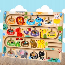 Drewniany Labirynt Magnetyczny Montessori Dopasuj