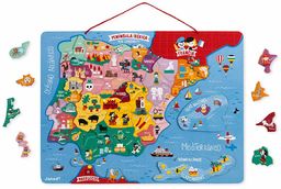 Janod J05478 mapa Hiszpanii, magnetyczna, puzzle dla dzieci,