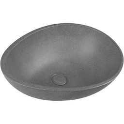 PUNC umywalka betonowa z odpływem, 53x39cm, czrany granit