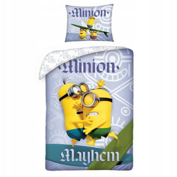 Pościel 140x200 Minionki niebieska poszewka 70x90 Kids Halantex