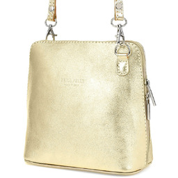 Vera Pelle Torebka Skórzana mała listonoszka złota K03