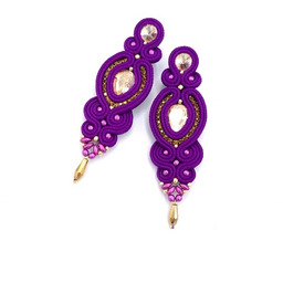 Pakamera Kolczyki sutasz fioletowe ze złotem Ismara wieczorowe