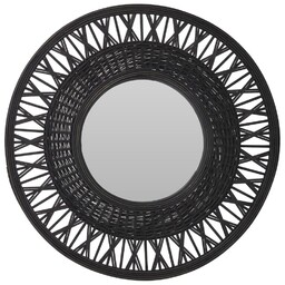 Lustro ścienne drewniane czarne okrągłe 56 cm