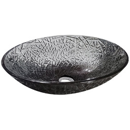 PURUS grawerowana szklana umywalka nablatowa 50x36 cm, czarna