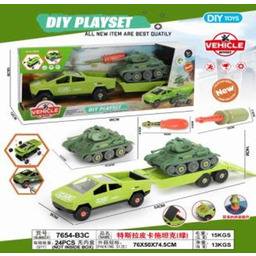 Zestaw Samochód Do Samodzielnego Montażu Przyczepa Czołg Śrubokręt