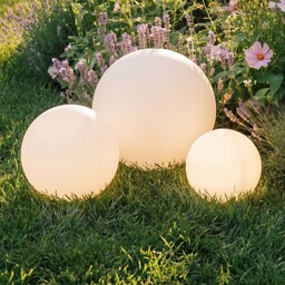 Lampy solarne LED Lindby Lago, zestaw 3, kule,