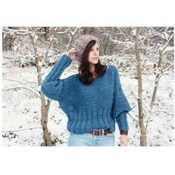 Pakamera Niebieski sweter handmade moher z wełną