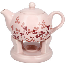 Dzbanek do herbaty kawy z podgrzewaczem Imbryczek różowy