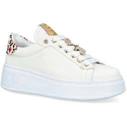 Sneakersy skórzane premium - GIO+ PIA354A BIAŁE PANTERKA